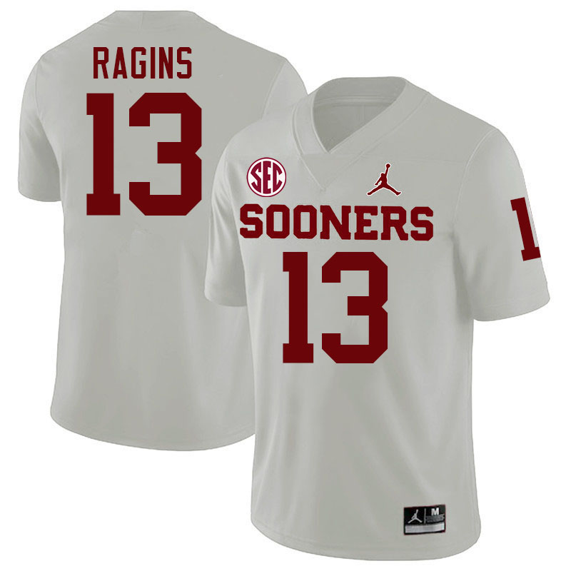 Oklahoma Sooners #13 Zion Ragins College Football Jersey Stitched-White